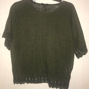 hunter green boho top!!
